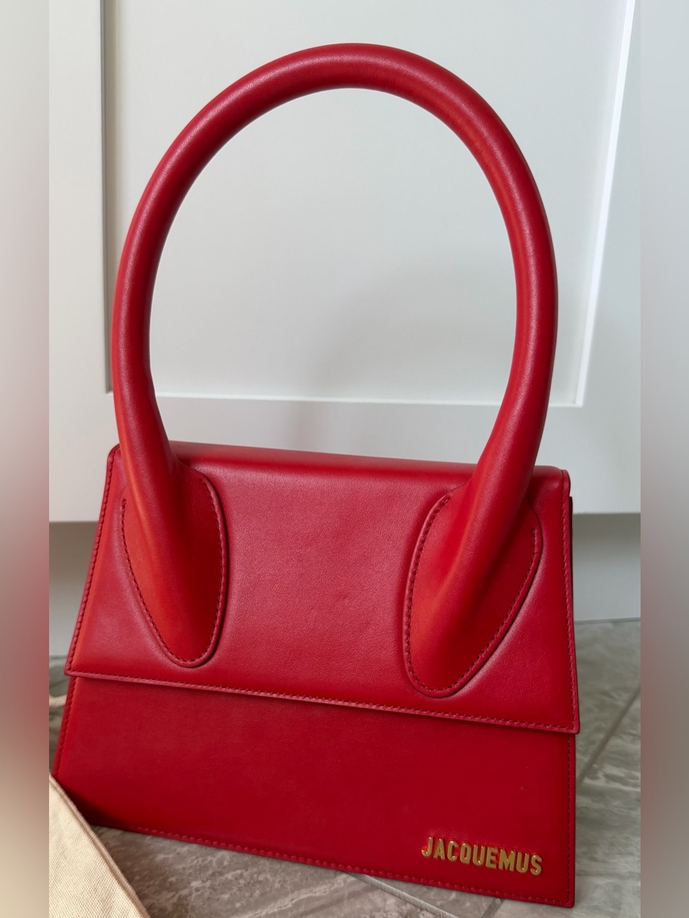 Jacquemus Le Grand Chiquito Red Leather Top Handle Bag